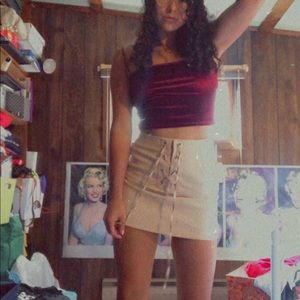 Cute mini skirt tie in front